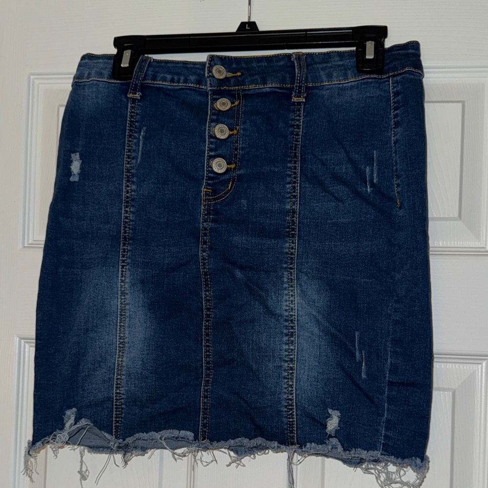 Denim Button-Up Skirt